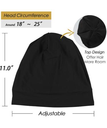 FocusCare Satin Lined Sleep Slouchy Cap - Best Headwear for Curly Hair & Frizzy Hair | Gifts for Women | Dark Black - Buy Online on GoSupps.com