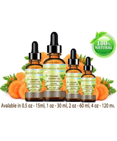 Organic Carrot Oil 100% Natural Cold Pressed Carrier Oil 1 Fl. oz. - Botanical Beauty for Face Body Hair & Nail Care - Buy Online on GoSupps.com