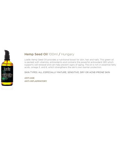 Loelle 100% Natural Hemp Oil - Organic Cold-Pressed Q10 Antioxidant Treatment (100ml) - Buy Online on GoSupps.com