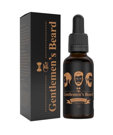 The Gentlemen's Beard Premium Beard Oil - Conditioner Softener - All Natural Fragrance Free - Softens  Strengthens and Promotes Beard & Mustache Growth - Leave in Conditioner Moisturizes Skin 1 oz Beard Oil