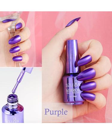 Metal Nail Polish Mirror Nail Varnish Purple Nail Varnish Quick Drying Long Lasting Metal Effect Nail Art Polish Purple Plating Metallic Nail Polish Non-Peelable Mirror Nail Polish No Need Cure - Buy Online on GoSupps.com