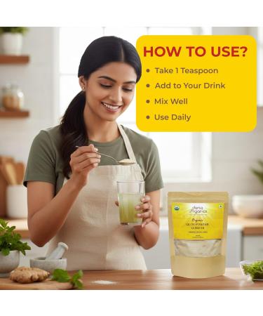 Darsa Organics Giloy Powder (8oz) - Premium Organic Guduchi (Tinospora Cordifolia) for Immune Support - USDA Certified Giloy Stem Powder for Herbal Tea & Digestion - Non-GMO, Kosher & Vegan - Buy Online on GoSupps.com