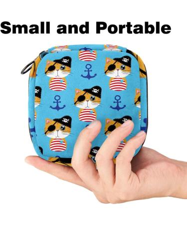 Large Capacity Women s Band Storage Bag & Menstrual Cup Organizer - Travel Makeup Organizer with Pirate Ship Anker Cat Design - Buy Online on GoSupps.com