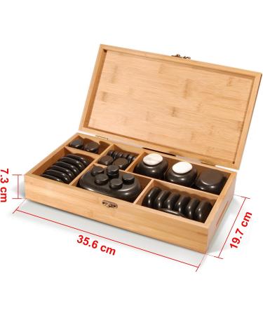 Master Massage Hot Stone Basalt Set 50 Natural Stones in Decorative Bamboo Box | Spa & Relaxation Essentials - Buy Online on GoSupps.com