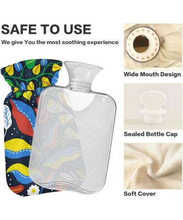 Naanle 2L Hot Water Bottle with Abstract Flower Cover - Heat Therapy for Back Pain Hand & Foot Warmer Hot & Cold Relief - Buy Online on GoSupps.com