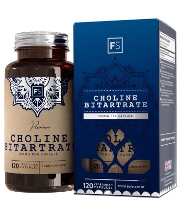 FS Choline Bitartrate | 120 Choline Capsules - High Strength 700mg Choline Bitartrate per Serving | Nootropics Choline Supplement | Non-GMO Gluten & Allergen Free | Manufactured in the UK
