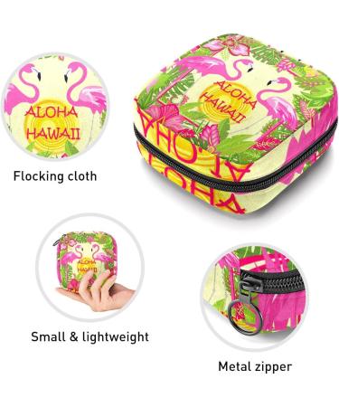 Flamingo and Leaves Period Bag - Sanitary Napkin Storage & Travel Makeup Pouch - Buy Online on GoSupps.com