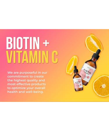 Pure Biotin Liquid Drops 10000mcg - Biotin (B7) Max. Strength for Hair Skin & Nails - Vitamin C (8mg) - Women & Men - 60 Day Supply / 2.0 Fl. (60ml) - Buy Online on GoSupps.com