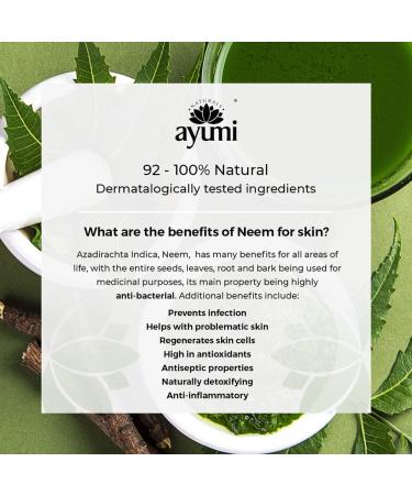 Ayumi Neem & Tea Tree Face Cream. Vegan Cruelty-Free Dermatologically-Tested 1 x 100ml - Buy Online on GoSupps.com