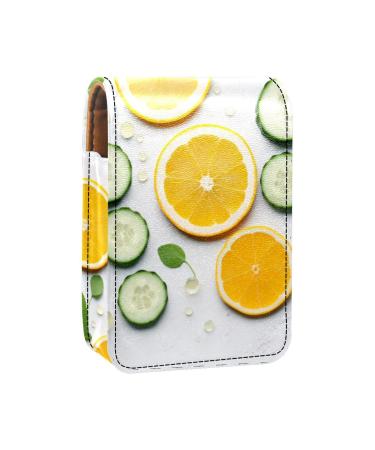 Travel Lipstick Organizer Case Lipstick Case Portable Makeup Bag With Mirror Orange Fruit Sliced Pattern N618g2cpdg