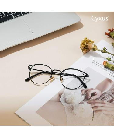 Shop Cyxus Cat Eye & Round Blue Light Filter Glasses for Women - Stylish Vintage UV400 Protection from Screens - 05 Black Metal - Buy Online on GoSupps.com