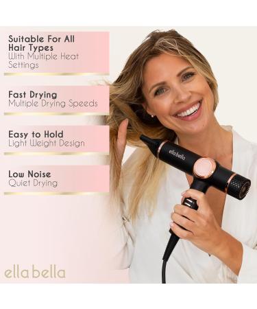 Buy ELLA BELLA Professional Ionic Hair Dryer - Lightweight Quiet Rapid Drying with Diffuser Suitable for All Hair Types International Shipping Available - Buy Online on GoSupps.com