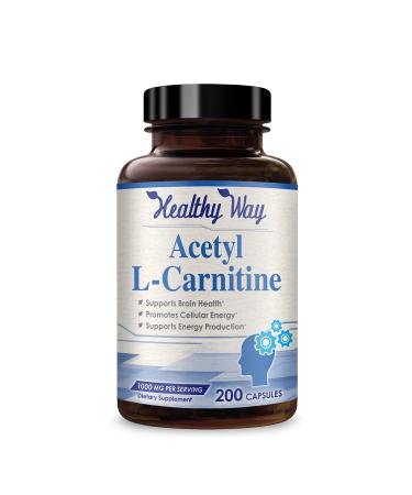 Healthy Way Acetyl L-Carnitine 1000 mg 200 Capsules