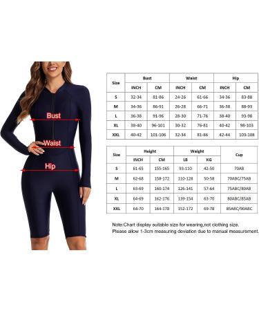 FEOYA Women's One Piece Swimsuit Boyleg Rashguard - Tummy Control Front Zip Bathing Suit - Navy Blue (Large) - Buy Online on GoSupps.com
