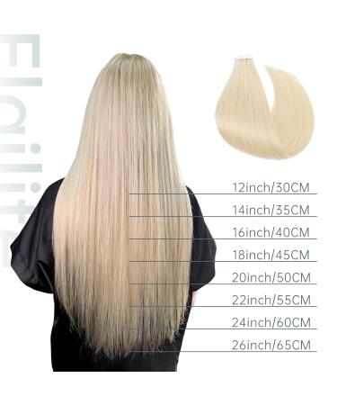 Elailite 45cm Tape Extensions - Real Human Hair 100g Smooth #60 Platinum Blonde 40 Pieces - Buy Online on GoSupps.com