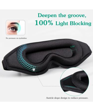 Kimkoo Ultra-Light 3D Contoured Sleep Mask - Soft & Adjustable - Ideal for Travel, Sleep & Office - Black - Buy Online on GoSupps.com