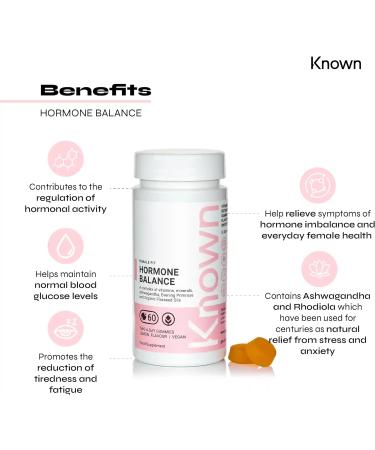 Known Hormone Balance Gummies: Natural Raspberry Flavour for Female Health | Vegan Gummies for Teenagers | 60 Gummies - Buy Online on GoSupps.com