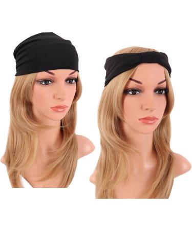 MapofBeauty 9 Inch/24 cm Thick Wide Headbands Cotton Knotted Elastic Hair Band Head Wrap Non slip Fashion Yoga Sports Accessories (Black/White/Grey/Brown) - Buy Online on GoSupps.com