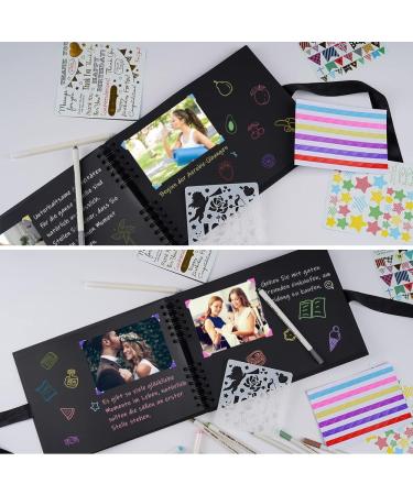 OLAI Scrapbook Photo Album 80 Pages DIY Craft Paper Book Set + Metal Pen - Black | Anniversary Wedding Graduation Travel Album - Buy Online on GoSupps.com