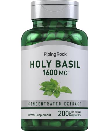 Piping Rock Holy Basil Capsules | 200 Pills | Herb Leaf Extract | Supplement for Women and Men | Ocimum Tenuiflorum | Non-GMO Gluten Free