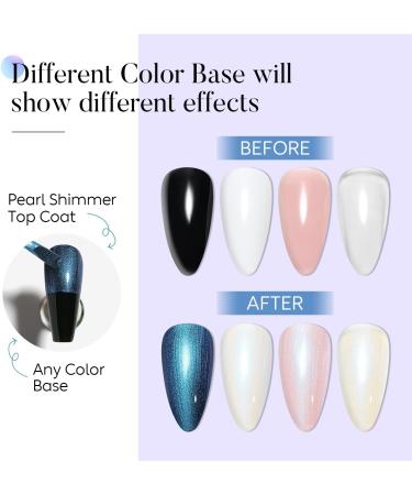 AIMEILI 2 In 1 Pearl Glitter Top Coat Gel Polish Micro Aurora Glitter Gel Polish Shimmer Gel Top Coat No Wipe UV LED Chrome Nail Art Top Gel High Gloss Shiny Finish Long Lasting 10ml 001 - Buy Online on GoSupps.com