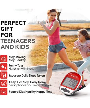 PINGKO Multi-Function Portable Sport Pedometer - Accurately Track Steps, Distance, Calories - Red - Buy Online on GoSupps.com