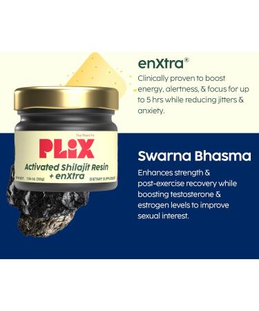 PLIX Activated Shilajit Resin + enXtra | Himalayan Shilajit with 85+ Trace Minerals & 75% Fulvic Acid for Enhanced Strength Stamina Vitality & Mental Clarity with Lab Test Report 30g - Pack of 1 1 Count (Pack of 1) - Buy Online on GoSupps.com