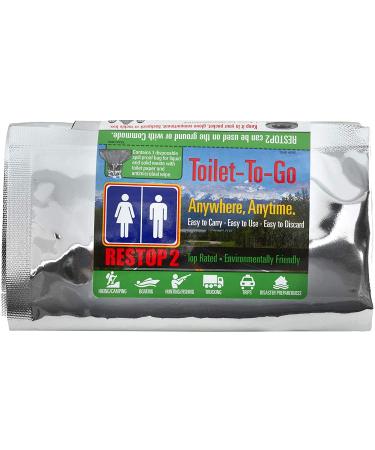 RESTOP 2 - Portable Toilet Solid (Poop) and Liquid (Pee) Leak Proof Waste Bag - Toilet Paper and Wet Wipe Included 1 Pack