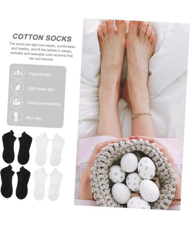 Beaupretty 4 Pairs Combed Cotton Socks Summer Socks Low-cut Liners Socks Breathable Sports Stockings All Season Cotton Socks Cotton Ankle Sock Low-cut Liner Socks Unisex Cotton Socks White black 21x5x0.3cm - Buy Online on GoSupps.com