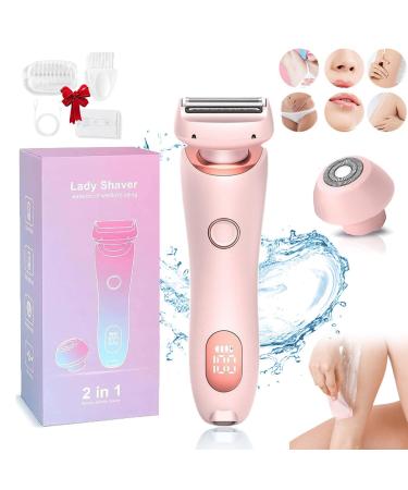 ldawu 2 in 1 Electric Shaver Razors for Women Ultraglide Pro Electric Shaver for Women Electric Shaver Wireless Bikini Trimmer (Pink)