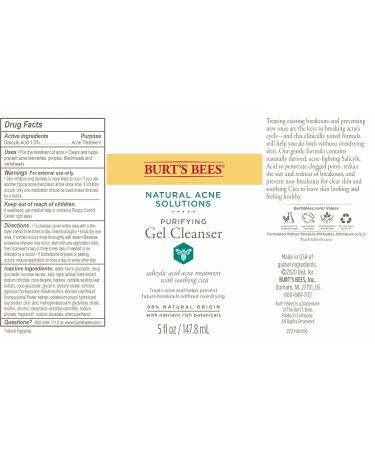 Burt's Bees Natural Acne Solutions Purifying Gel Cleanser - 5 oz - For Oily Skin - Buy Online on GoSupps.com