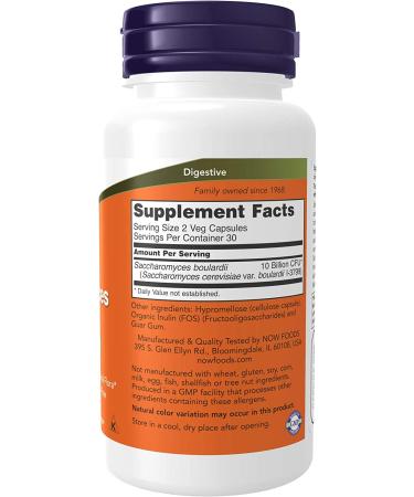 Now Foods Saccharomyces Boulardii - 60 Veg Capsules for Gastrointestinal Support - Buy Online on GoSupps.com