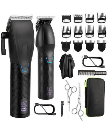 Dumite Hair Clippers for Men,Professional Hair Cutting Kit,Cordless Barber Clipper and T-Blade Beard Trimmer Set (Black)