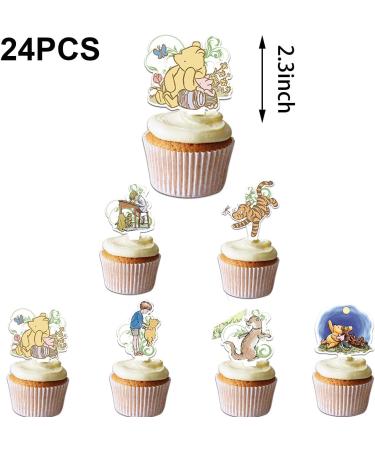 25pcs Winnie Bear Cake Toppers Cupcake Toppers Girl Winnie Bear Birthday Party Decoration Cake Decorations for Pooh Bear party Supplies - Buy Online on GoSupps.com