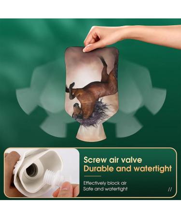 Jumping Horse Hot Water Bottle with Plush Cover - Hand Warmer for Adults & Kids - 26.5x15.3cm | International Shipping - Buy Online on GoSupps.com