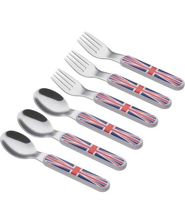 EXZACT Union Jack Kids Cutlery Set- 6pcs Stainless Steel Toddler Children's Cutlery - Forks & Spoons - BPA Free & Dishwasher Safe - Buy Online on GoSupps.com