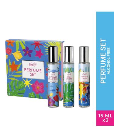 DJ Spray Perfume Set (Rain Drops Kashmir Meadows Mumbai Glam) 15 ml x 3 | Travel Size Bottles Long Lasting of Floral Fruity & Spicy Notes for Women | Halal Certified & Vegan - Buy Online on GoSupps.com