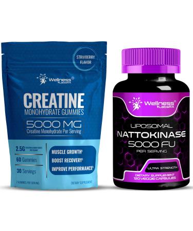 WELLNESS LABSRX Nattokinase Supplement Capsules 5000 FU - Creatine Gummies 5000mg