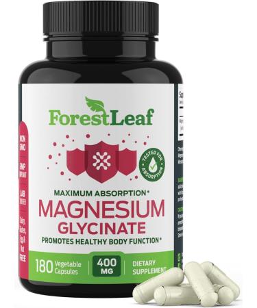 Pure Magnesium Glycinate 400mg Serving - High Absorption Magnesium Glycinate - Mag Bisglycinate for Stress Bones Muscles Nerves Relaxation & Heart Health Non GMO & Gluten Free - 180 Capsules Magnesium Glycinate 180 Cou  - Buy Online on GoSupps.com