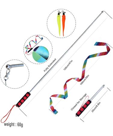Bluemary Cat Feather Toy Set - 2 Retractable Wand Toys & 4 Rainbow String Teasers | Interactive Indoor Toys for Kittens & Cats - Buy Online on GoSupps.com