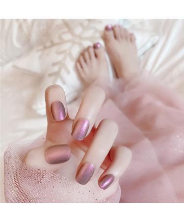 Aurora Purple Holo Mermaid Press on Nails Set - 48pcs Full Cover Artificial Nail Set for Women - Includes Nail Glue and Adhesive Tabs - Buy Online on GoSupps.com