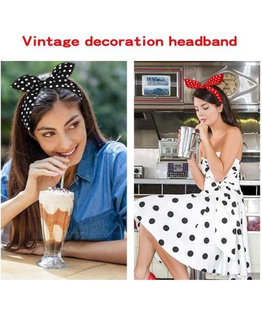 Red Polka Dot Rockabilly Forehead Straps for Women | 2-Piece Bow Wire Headband - Retro Hair Accessories & Perfect Gift for Girls - Buy Online on GoSupps.com