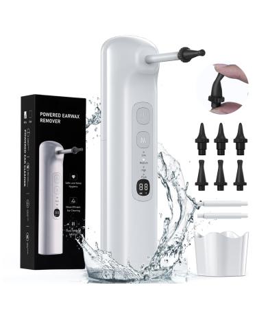 Electric Ear Wax Removal Kit Ear Suction Wax Remover HassoKon Electric Ear Irrigation Cleaner Tool Efficient All Direction Ear Cleaning with 4 Cleaning Modes 6 Disposable Tips for Adult Kid WHITE