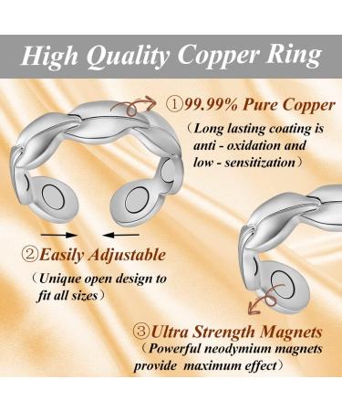 Cigmag Lymphatic Drainage Magnetic Ring for Women - Copper Adjustable with Removal Tool and Gift Box - 7X Silver - Buy Online on GoSupps.com