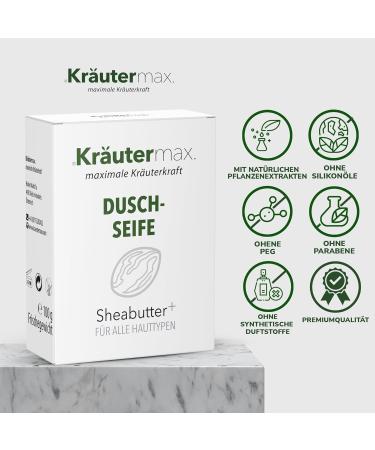 Krutermax Kr utermax shea butter soap shower soap for men and women solid shampoo and shower gel 2in1 natural soap bar 1 x 100 g - Buy Online on GoSupps.com