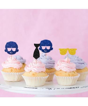 24Pcs Boss Baby Cupcake Toppers Little Man Cupcake Toppers for Boy Colorful Glitter Baby Boy Cupcake Picks for Baby Shower Gender Reveal/Boy 1st Birthday Party Decoration - Buy Online on GoSupps.com