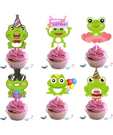 18pcs Frog Cupcake Toppers for Boys Girls Baby Shower Green Frog Cake Decorations Fairy Tales Woodland Frog Birthday Party Decorations Supplies - Buy Online on GoSupps.com