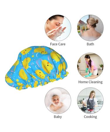 Yellow Rubber Ducks Shower Cap for Women - Adjustable Double Waterproof Layers | Hair Protection Reusable Spa Salon Hat - One Size - Buy Online on GoSupps.com