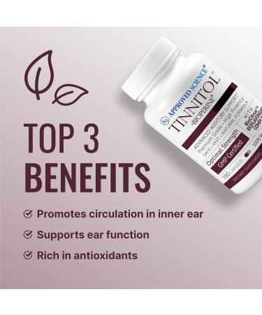 Approved Science Tinnitol - Tinnitus Support Supplement - Ease Ringing in The Ears - Boost Inner Ear Health - 2 Bottles - 6 Month Supply - Made in The USA 180 Count (Pack of 2) - Buy Online on GoSupps.com