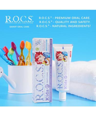 ROCS Kids Fruit Ice Toothpaste 45g - All-Natural Fluoride-Free Kid-Friendly Flavor - Ideal for International Shipping - Buy Online on GoSupps.com